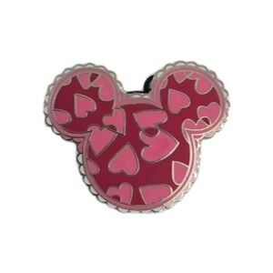 Disney Parks Mickey Mouse Pin Valentine's Day Icon Pink Hearts WDW 09 Collection